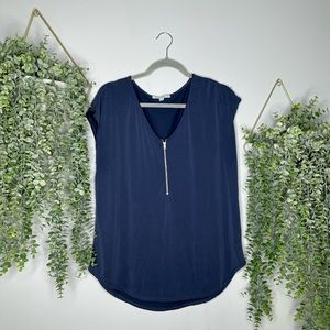 Blue Dress Top w/ silver zipper size L